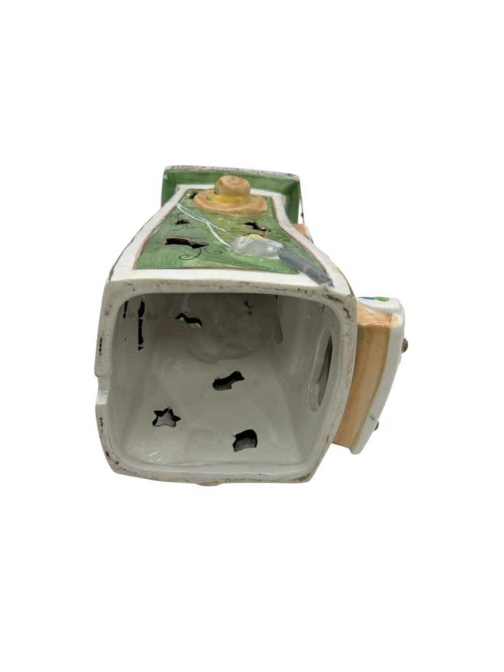 Robert Marble SIGNED Fishing Soothes The Soul Ceramic Candle Tower Sculpture - Picture 7 of 11